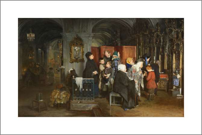 Картины, фото с паспарту Перед исповедью