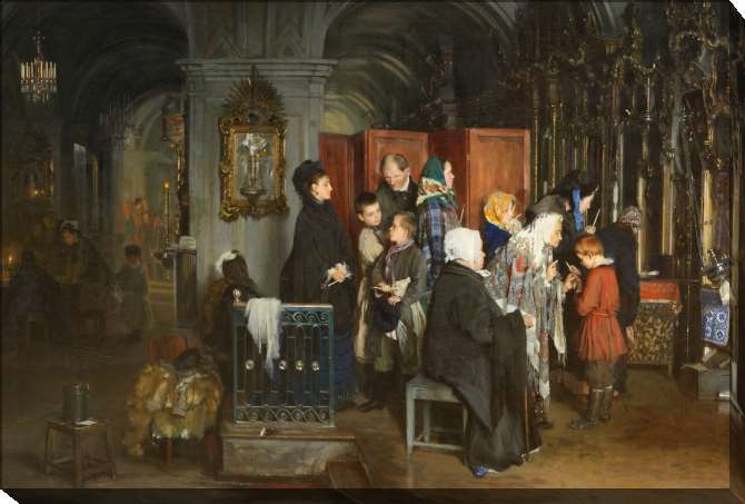 Paintings on canvas Before confession