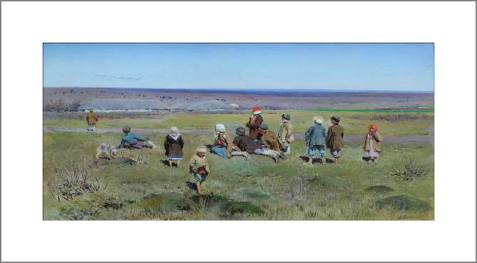 Картины, фото с паспарту Журавли летят