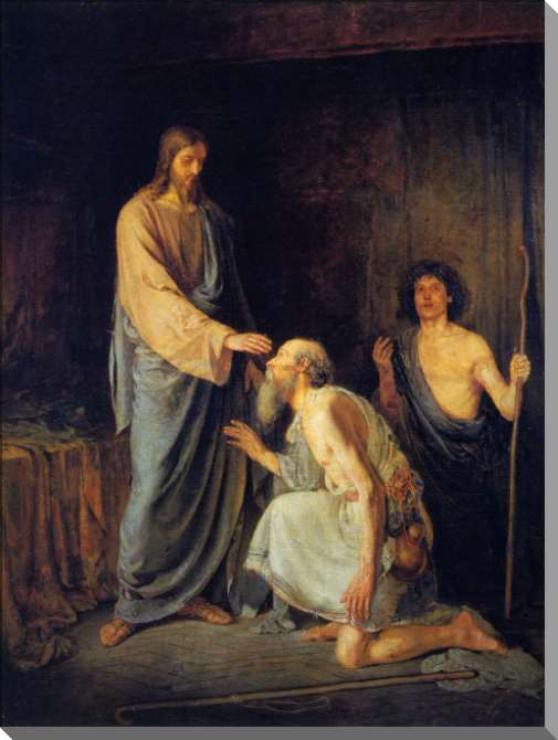 Картины на пластике, пеноркартоне Исцеление двух слепых