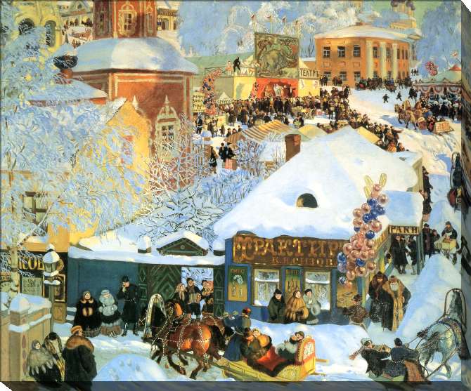 Paintings on canvas Maslenitsa (Carnival skating)