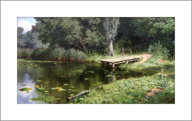 Картины, фото с паспарту Заросший пруд