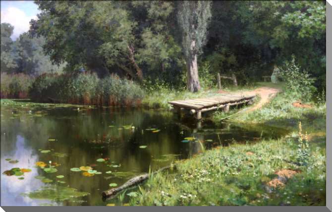 Картины на пластике, пеноркартоне Заросший пруд