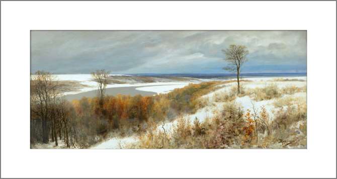 Картины, фото с паспарту Ранний снег