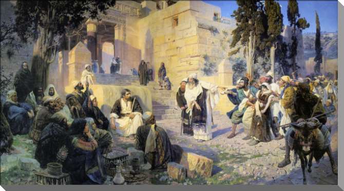 Картины на пластике, пеноркартоне Христос и грешница