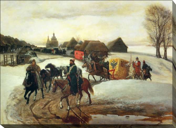 Paintings on canvas The Tsaritsa 's spring train on a pilgrimage under Tsar Alexei Mikhailovich