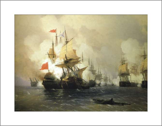 Картины, фото с паспарту Бой в Хиосском проливе