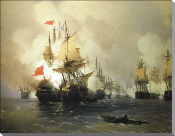 Картины на пластике, пеноркартоне Бой в Хиосском проливе