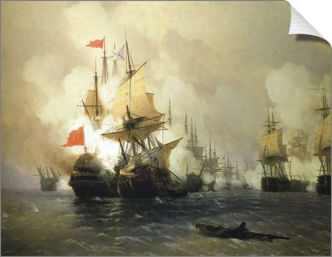 Картины на холсте Бой в Хиосском проливе