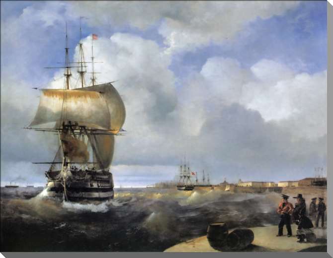 Картины на пластике, пеноркартоне Большой рейд в Кронштадте