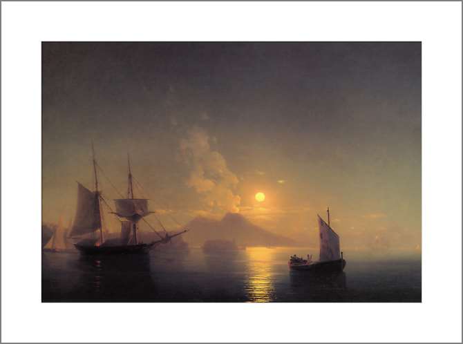 Картины, фото с паспарту Неаполитанский залив в лунную ночь