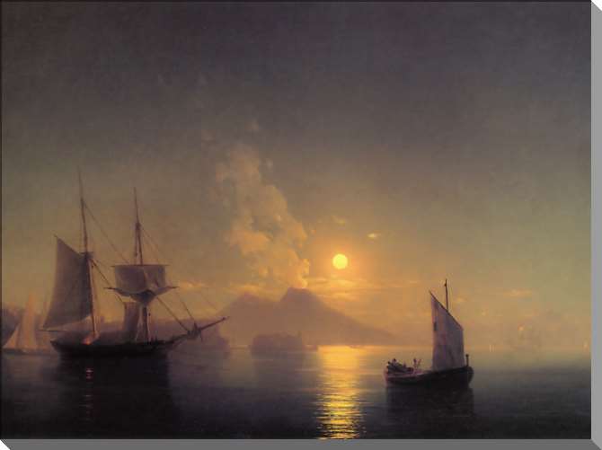 Картины на пластике, пеноркартоне Неаполитанский залив в лунную ночь