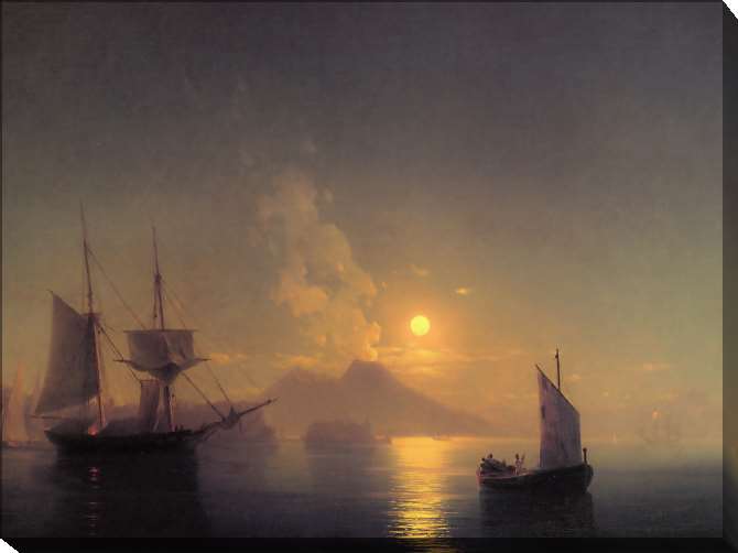 Paintings on canvas Bay of Naples on a moonlit night