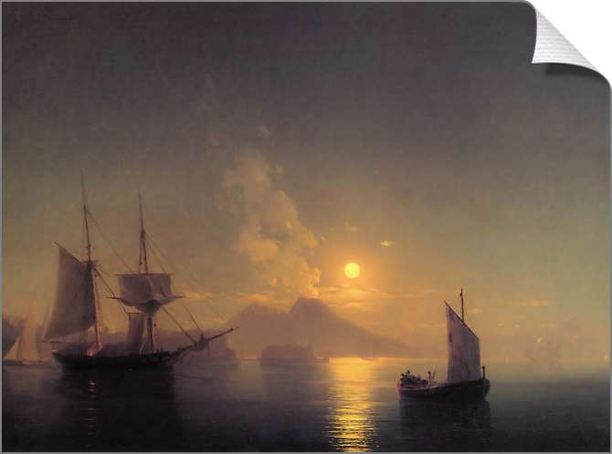 Картины на холсте Неаполитанский залив в лунную ночь