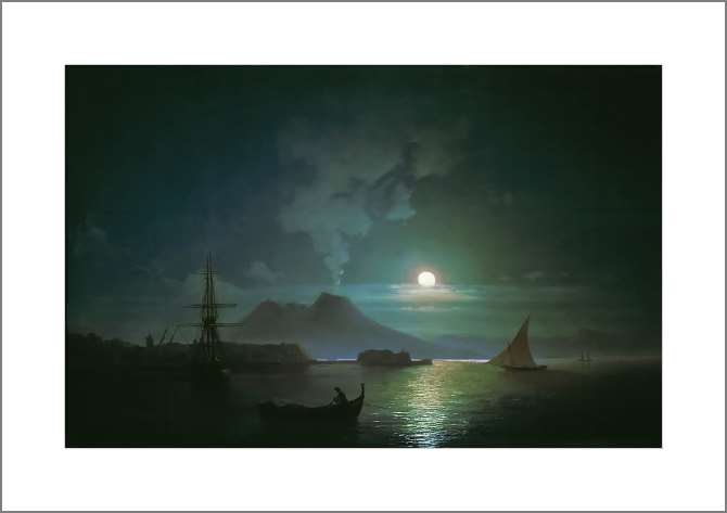 Картины, фото с паспарту Неаполь в лунную ночь. Везувий