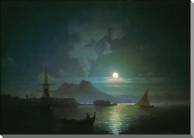 Картины на пластике, пеноркартоне Неаполь в лунную ночь. Везувий