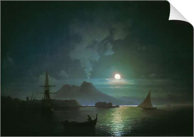 Картины на холсте Неаполь в лунную ночь. Везувий