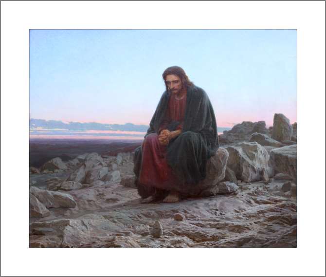 Картины, фото с паспарту Христос в пустыне