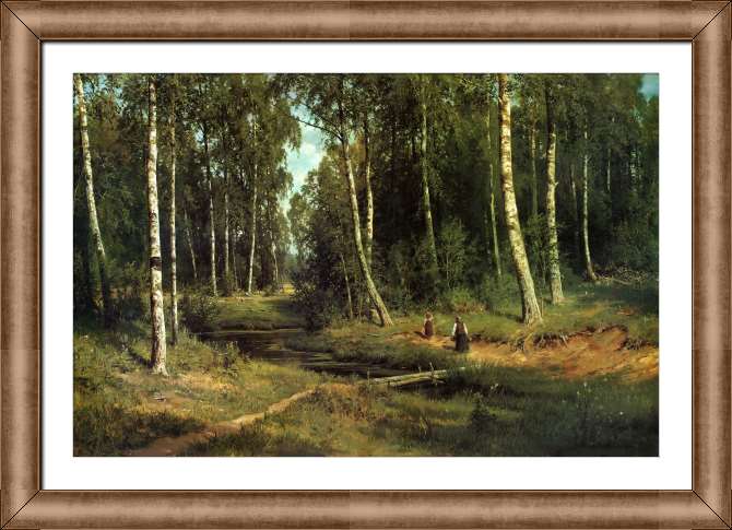 Картины на холсте Ручей в березовом лесу