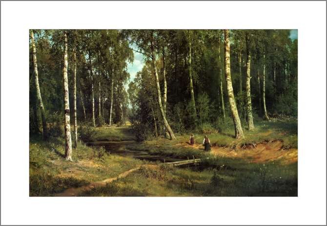 Картины Ручей в березовом лесу