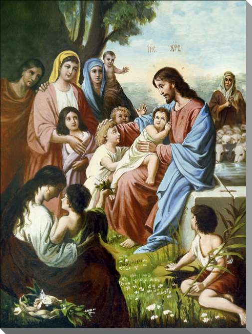 Картины на пластике, пеноркартоне Иисус Христос Благословляет Детей