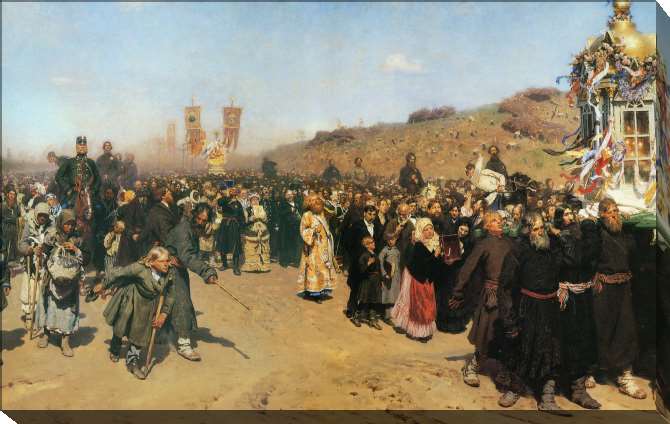 Paintings on canvas Religious procession in Kursk province