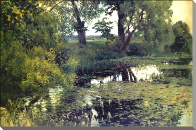 Картины на пластике, пеноркартоне Заросший пруд