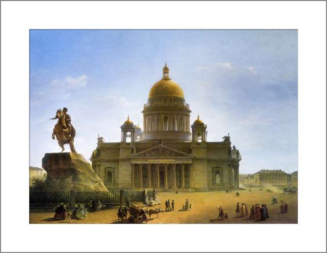 Картины на холсте Исаакиевский собор и памятник Петру I