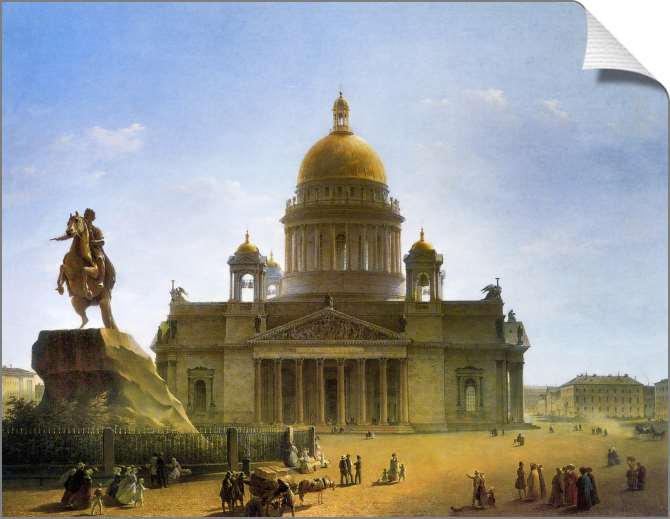 Картины на холсте Исаакиевский собор и памятник Петру I