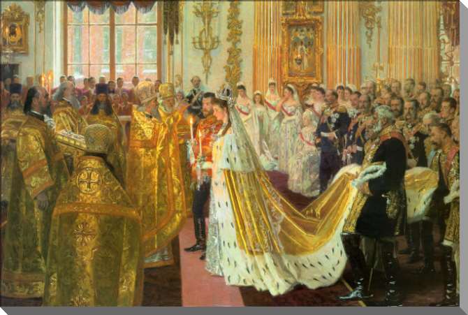 Картины на пластике, пеноркартоне Венчание Николая II и великой княгини Александры Федоровны