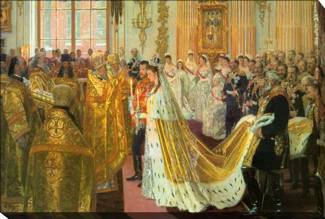 Paintings on canvas The wedding of Nicholas II and Grand Duchess Alexandra Feodorovna