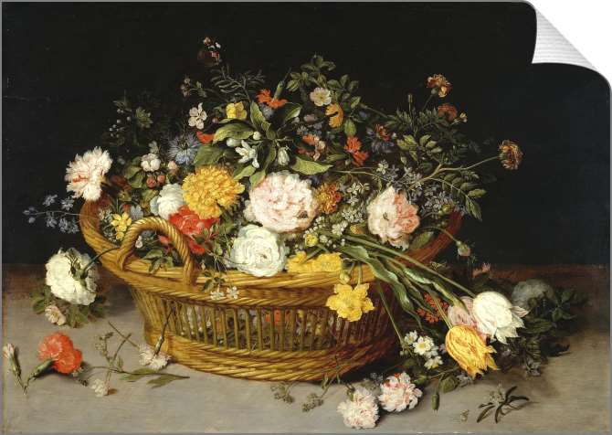 Картины на холсте Корзина цветов