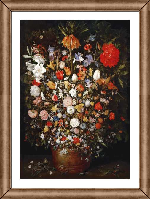 Картины на холсте Цветы в деревянном вазоне