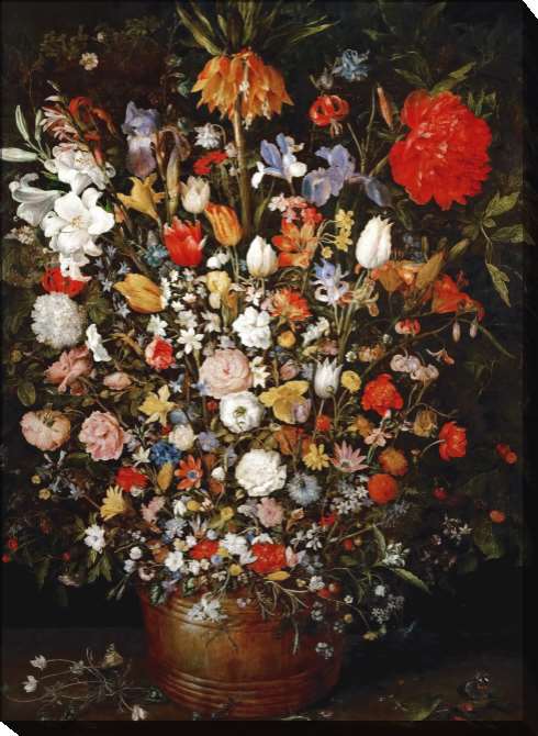 Paintings on canvas Flowers in a wooden vase