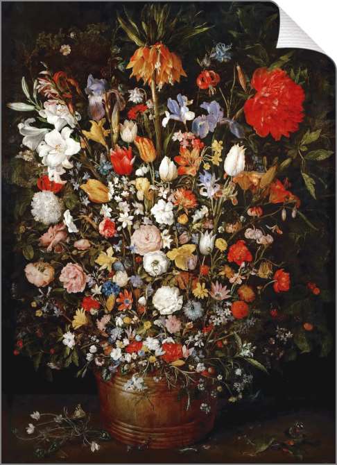 Картины на холсте Цветы в деревянном вазоне