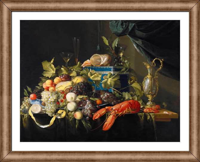 Картины на холсте Натюрморт с фруктами и лобстером