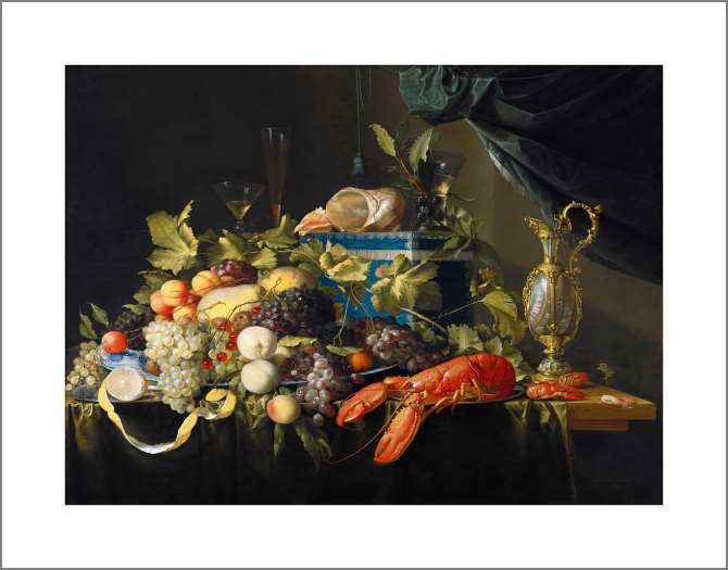 Картины на холсте Натюрморт с фруктами и лобстером