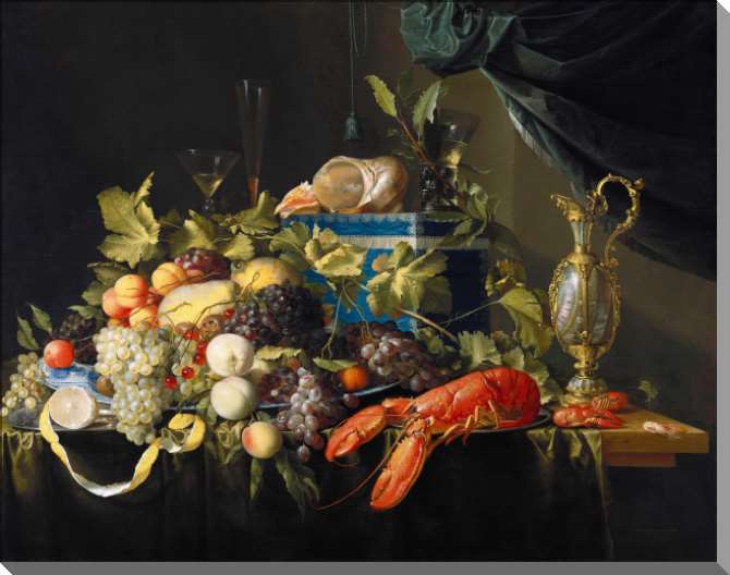 Картины на пластике, пеноркартоне Натюрморт с фруктами и лобстером