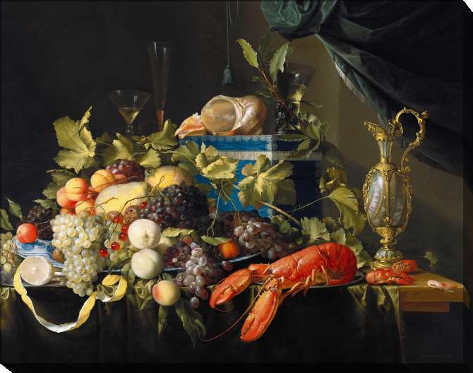 Paintings on canvas Still life with fruit and lobster