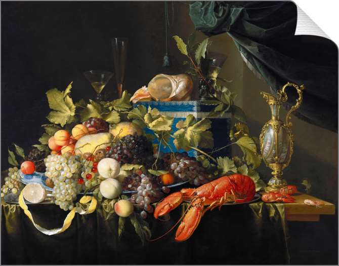 Картины на холсте Натюрморт с фруктами и лобстером