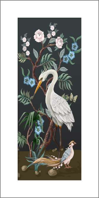 Картины на холсте Птицы и дерево с пионами