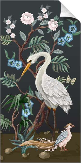 Картины на холсте Птицы и дерево с пионами