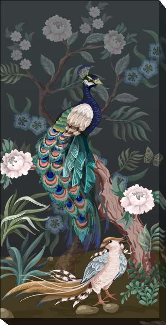 Paintings on canvas Peacock on a tree with peonies