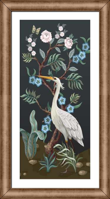 Картины на холсте Цапля и цветущее дерево
