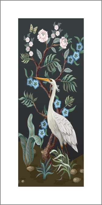 Картины на холсте Цапля и цветущее дерево