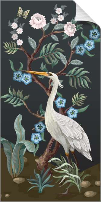 Картины на холсте Цапля и цветущее дерево