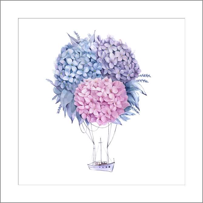 Картины на холсте Цветочный воздушный шар и корабль