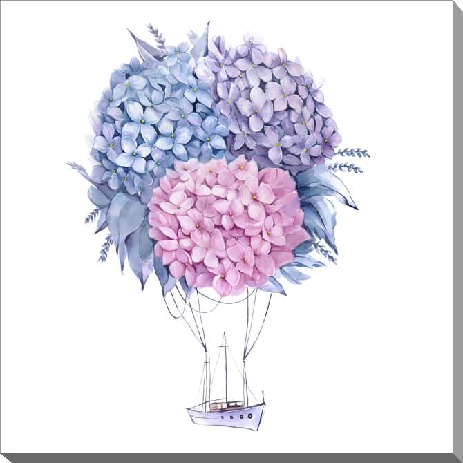 Картины на холсте Flower balloon and ship