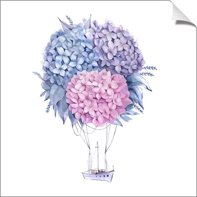 Картины на холсте Цветочный воздушный шар и корабль