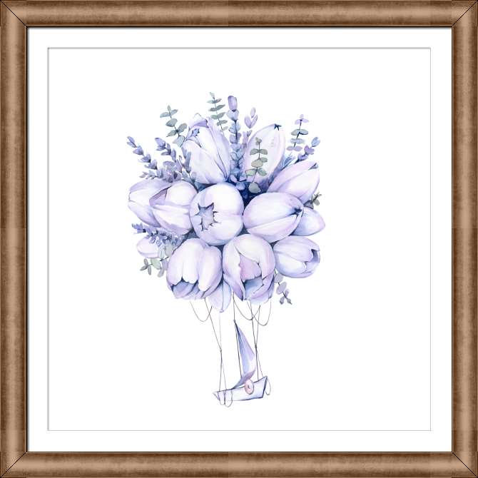 Картины на холсте Фиолетовый цветочный воздушный шар и корабль